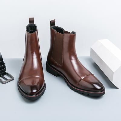 Marca de Lujo de Moda Zapatos de Cuero de Caña Alta Botas de Hombre Zapatos Oxford de Cuero Formal Botines de Vestir Chelsea Botines de Negocios para Hombre 38-46