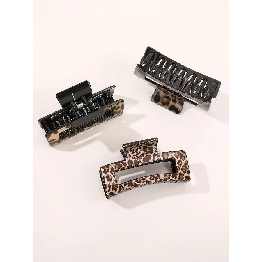 3 Pcs Hair Claw Clips, Leopard Print Design Vintage Big Hair Clips for Women, Hair Accessories for Girls.