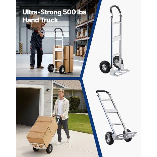 VEVOR Hand Truck, 226.9 Kg Load Capacity, Heavy-Duty Hand Truck Dolly with Non-Slip Wheels & Handle