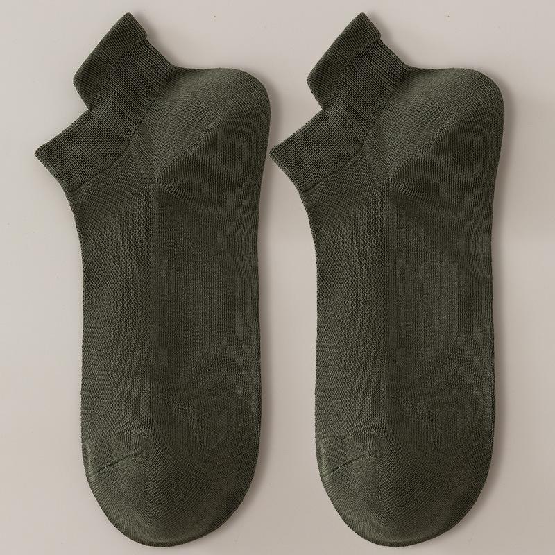 

Мужские летние тонкие сетчатые короткие носки из чистого хлопка с поддержкой ушей, влагопоглощающие, дышащие, устойчивые к запаху, однотонные повседневные деловые носки 1 pair сосна зеленый