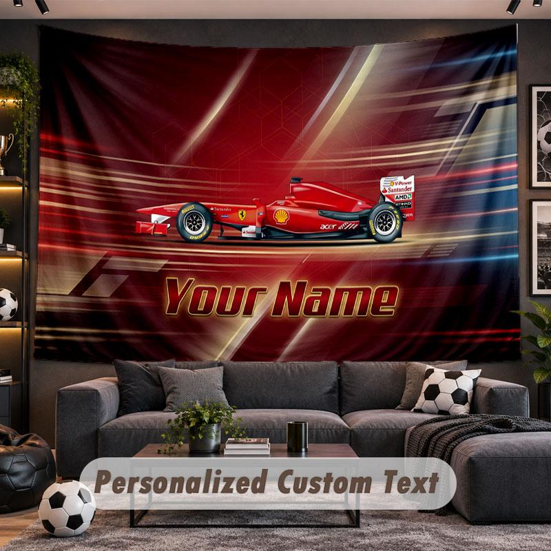Wall Hanging Tapestry Custom NameF1 Pattern Personalized Printed Fabric Wall Decor