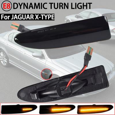 2pcs Amber For Jaguar X-Type 2002 2003 2004-2009 Car LED Dynamic Turn Signal Lights Side Marker Fender Blinker Indicator Lamp