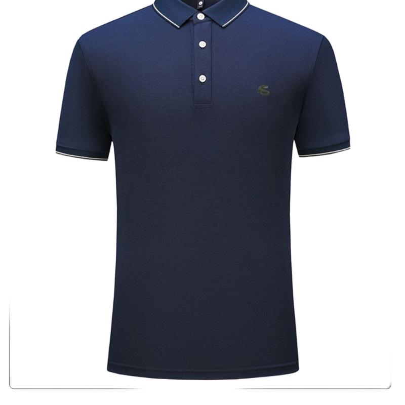 Men's Korean-Style Pullover Solid Color Polo Shirt Casual Lapel Embroidery Short-Sleeve Top