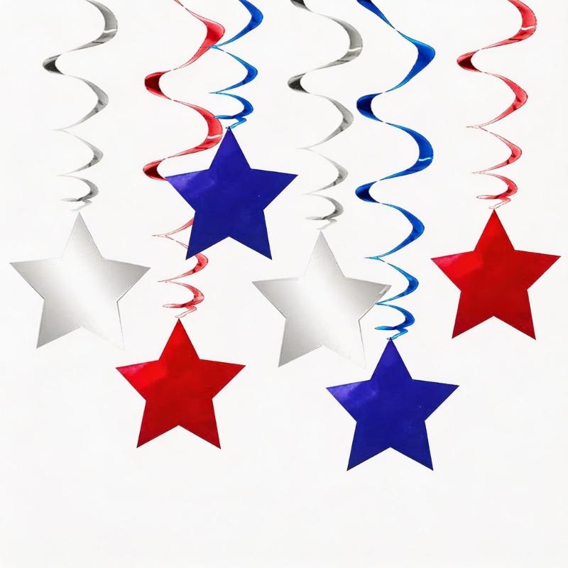 Patriotic Spirals Hanging Decorations For Independence Day Decorative Star Ornaments For Party And Home