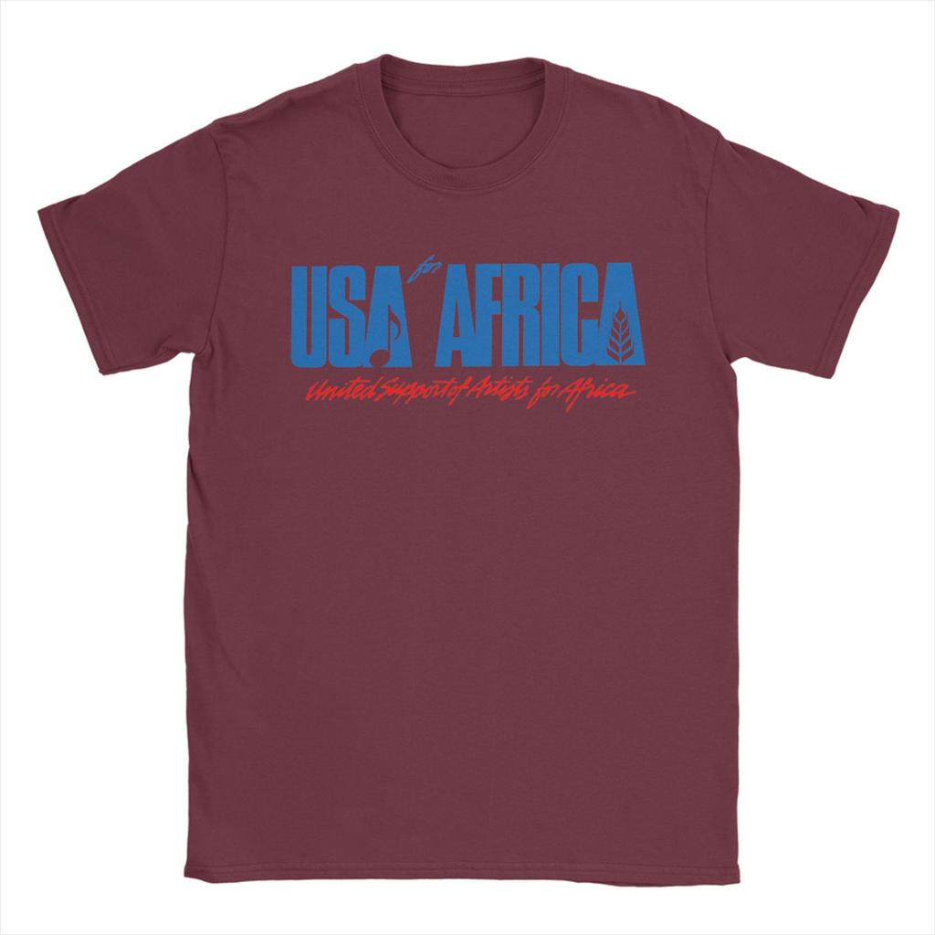 We Are the World Anniversary USA for Africa  T Shirt for Men 100 Cotton Crew Neck  Tee Shirt Short Sleeve Clothing Classic