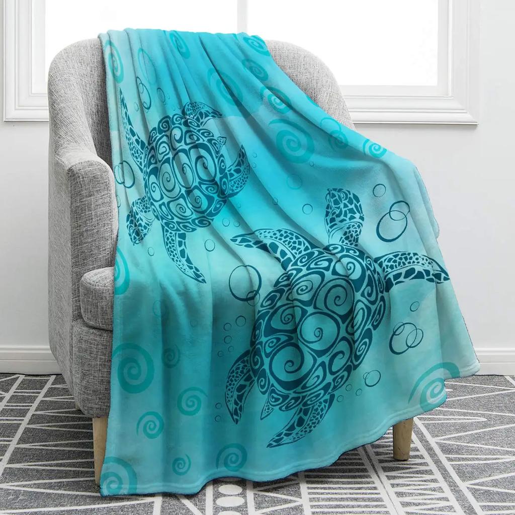 Flannel Fleece Bed Blankets Lightweight Cozy Throw Blanket for Couch Sofa Bedroom Adults Teen Sea Turtle Ocean Animal Landscape