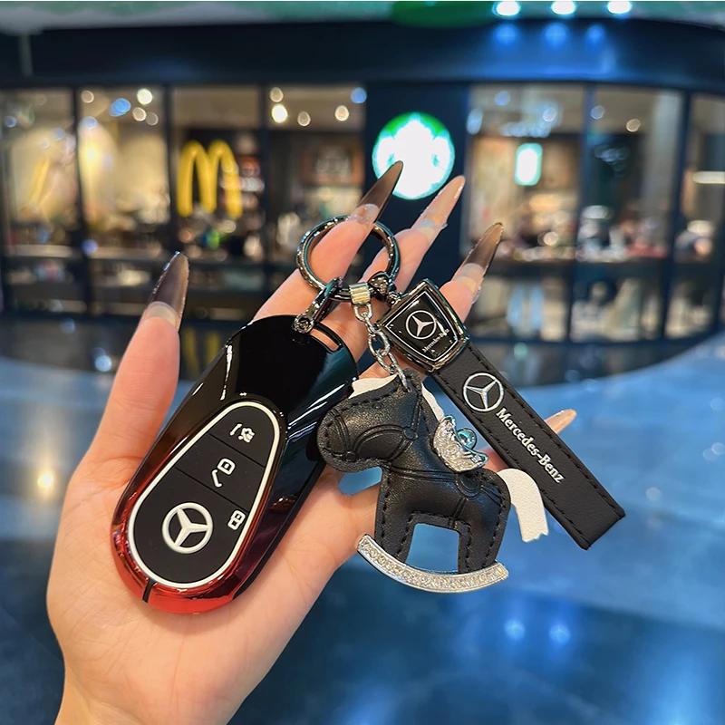 Car Key Case Cover Shell Fob For Mercedes Benz 2022 C S Class W206 W223 S350 C260 C300 S400 S450 S500 Key Protector Keychain L1