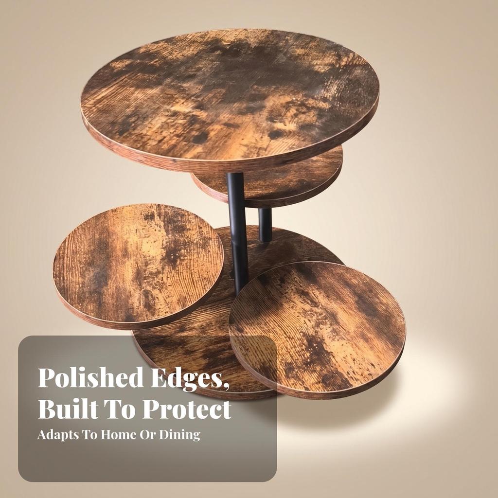Rotating Display Stand Round Shelves 4tiers Dessert 360Degree Rustic Serving