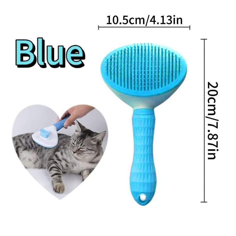 

Pet Dog Brush Cat Comb Self Cleaning Pet Hair Remover Brush for Dogs Cats Grooming Tools Pets Dematting Comb Dogs Accessories 1pcs синий