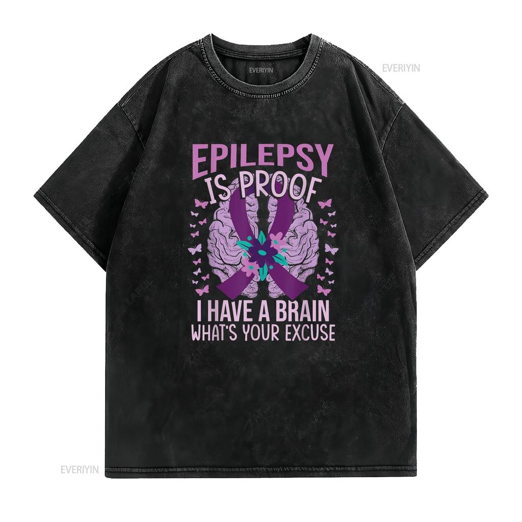 Epilepsy Awareness T Shirt vintage Washed Soft homme graphic Stretched Casual streetwear Versatile Slightly Stylish Unisex