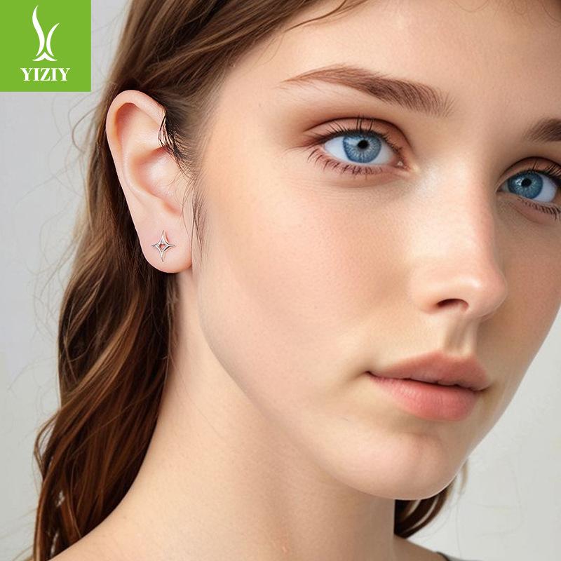 S925 Sterling Silver Star Stud Earrings, Individual Cold Wind Hollow Star Stud Earrings And Ear Jewelry