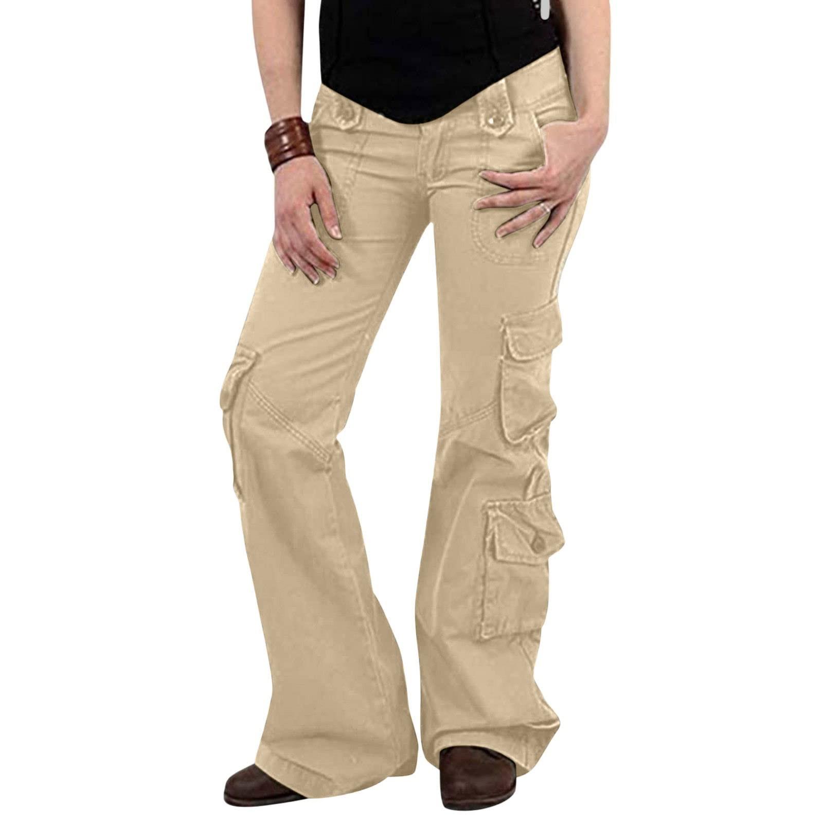 

Womens Baggy Cargo Pants Vintage Jeans With Pockets Wide Leg Trousers Loose Overalls Long Pants Cargo Pants XL бежевий