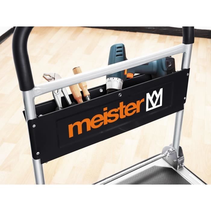 Meister werkzeuge 8985630 chariot plateforme pliable, avec espace de rangement acier charge max: 300 kg