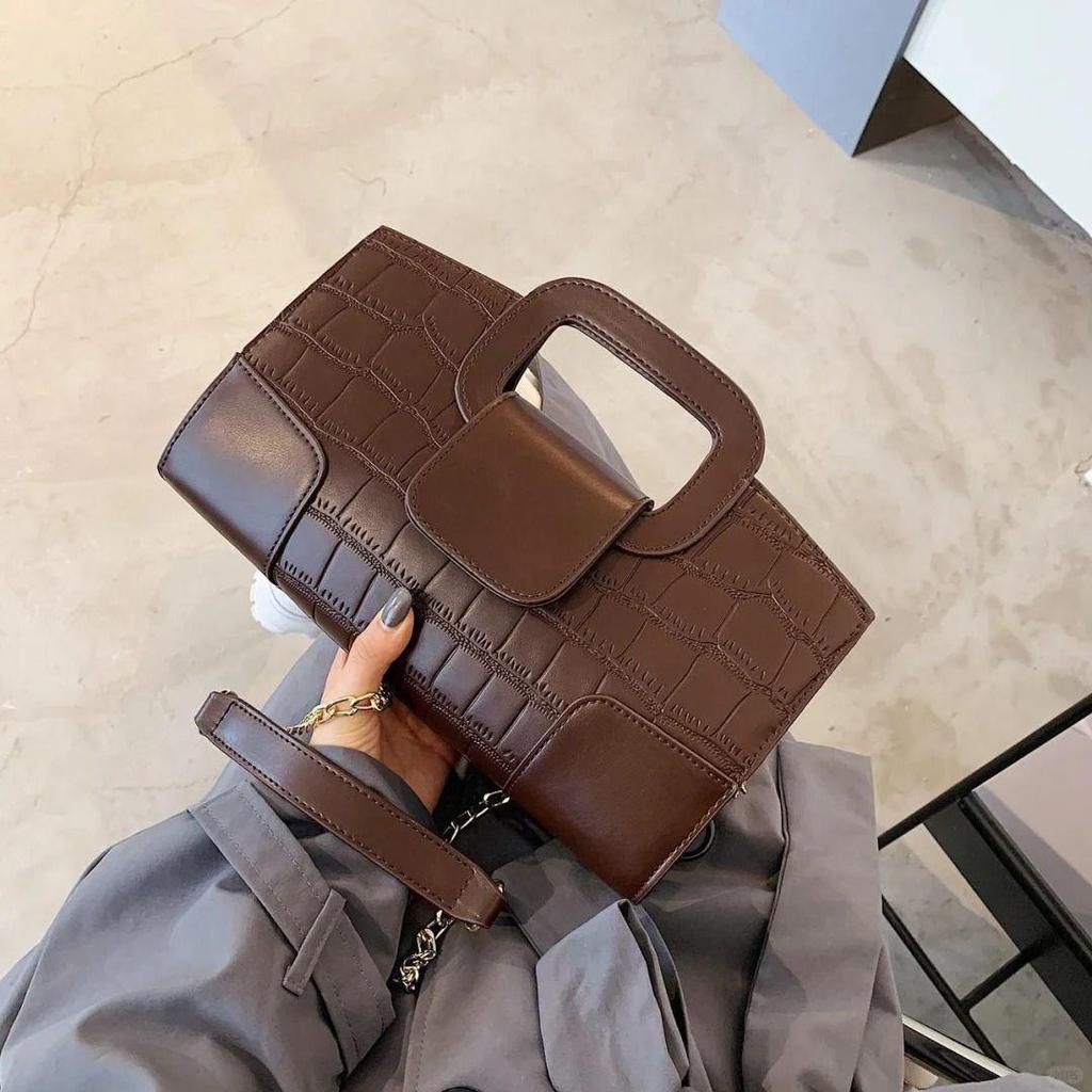 2025 Niche Stone Texture Single-Shoulder Chain Crossbody Bag: Trendy, Versatile, Internet Celebrity Fashion Handbag