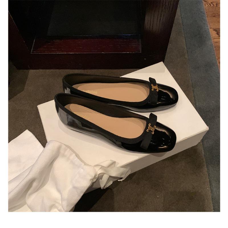 Autumn and Winter New Inner Height Increase 3 Noble Gold Buckle Bow Square Round Head Thick Sole Shallow Mouth Single Shoe Women