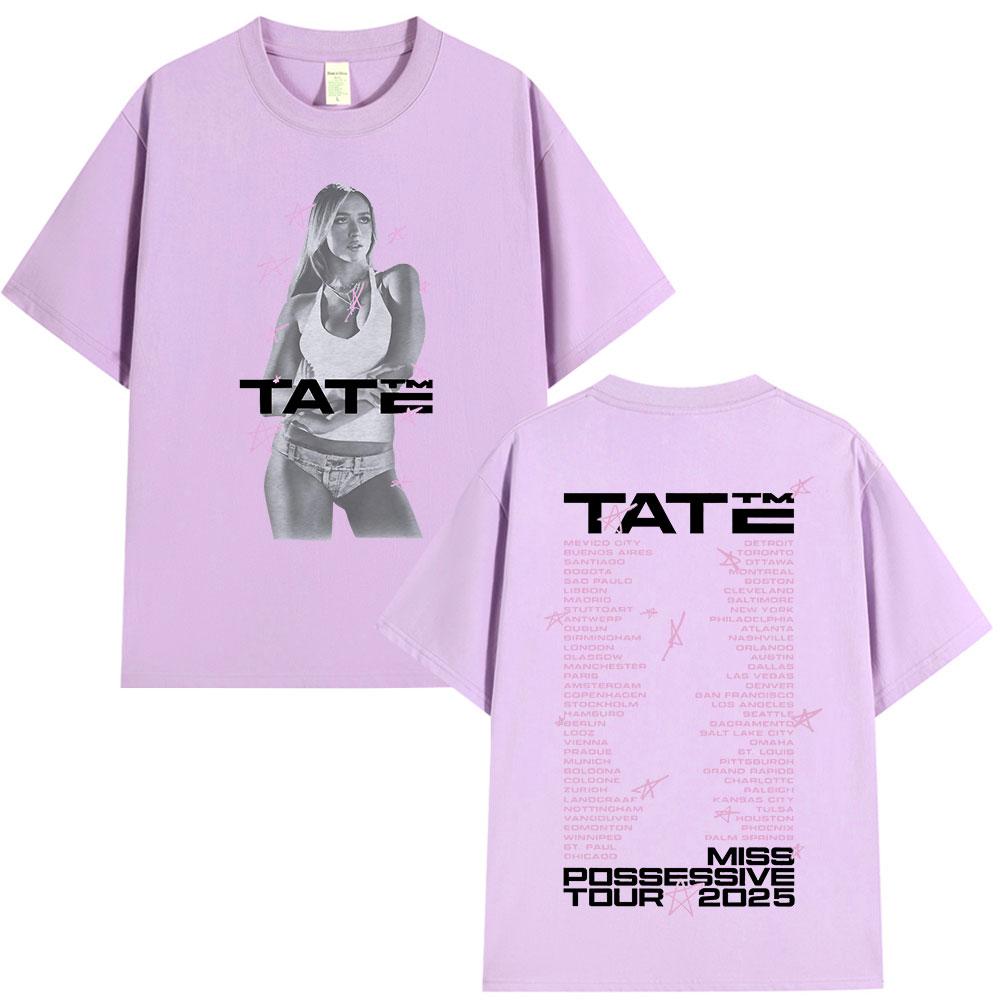 Tate McRae Miss Possessive Tour Merch T-shirt Unisex Donna Harajuku Girocollo Manica Corta T-shirt Cotone Casual T-shirt Streetwear