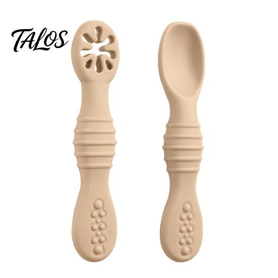 Ergonomic Spoons for Small Hands 2Pcs Silicone Baby Spoon, Soft Toddler Training Spoon Puree Fruit Puree, Easy Grip Non-Slip Handle Infant Feeding
