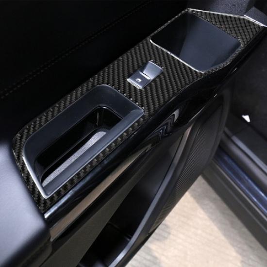 2Pcs Carbon Fiber Interior Rear Door Control Cover Trim For Ford Explorer