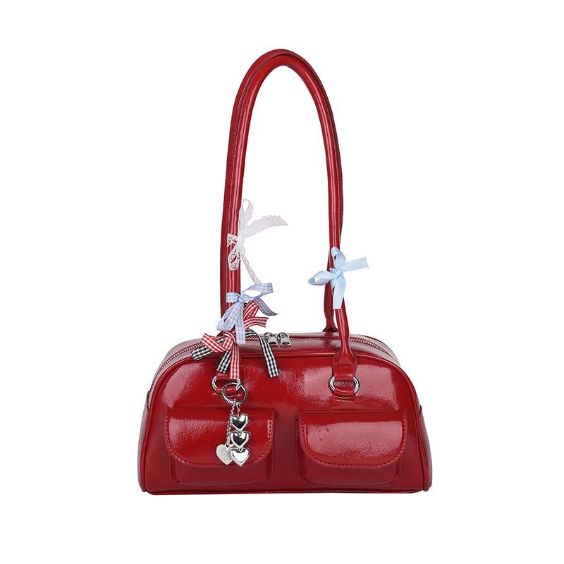 Cross Women's Bag 2025 New Korean Version of Fashion Bow Shoulder Bag Large Capacity Niche Glossy Hand Bag