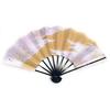 Asakusa Kimono Market Dance Fan, Wisteria Color with Geometric Patterns and Pebbles, Black Lacquered