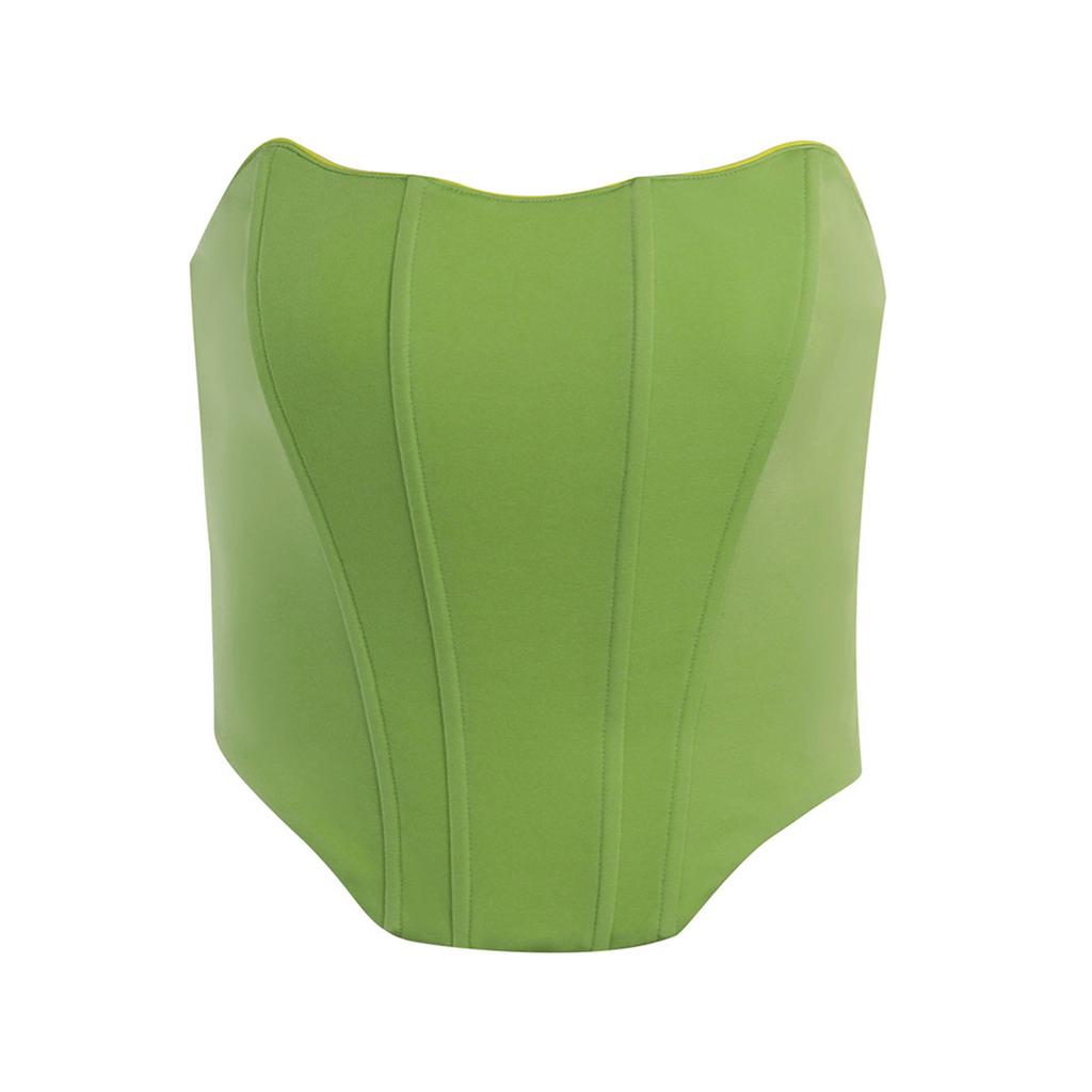 Womens Bustier Sexy Lingerie Solid Color Waist Cincher Strapless Sleeveless Backless Stretchy Corset Top