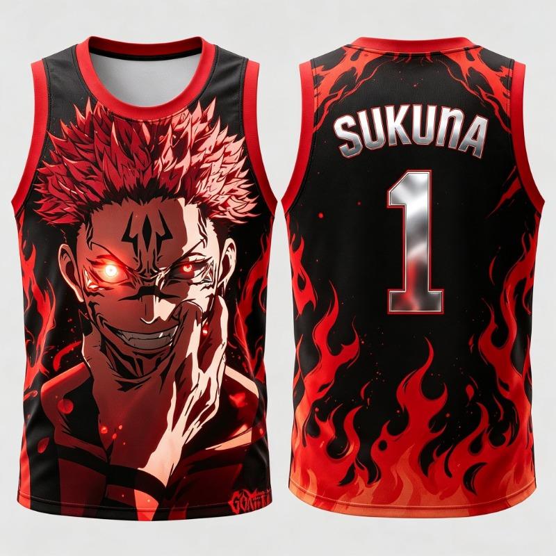 2026 Nový JUJUTSU KAISEN Č.1 2 77 23 11 34 45 Anime tílko Pánské dospělé 3D tištěné Speciální basketbalové tílko Dětské Prodyšné