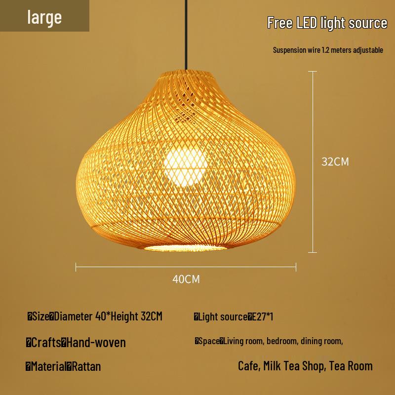A8L Bamboo Pendant Lamp: New Chinese Zen Style, Rattan Woven Design, Ideal for Tea Rooms, Dining Areas & Teahouses with Japanese Antique Touch.