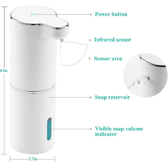 LAOPAO Soap Dispenser, Automatic Foaming Hand Soap Dispenser Touchless Rechargeable Bathroom Countertop Soap Pump for Kids Xmas Gift 300ml