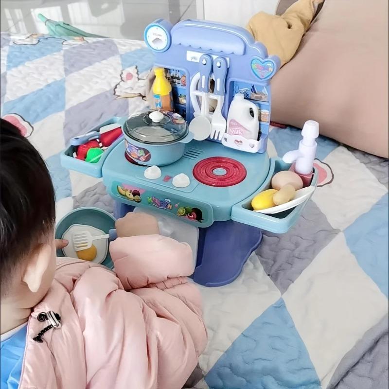 Set Cucina Giocattolo per Giochi di Ruolo con Suoni, Luci, Fornelli, Lavello e Cibo Giocattolo - Mini Cucina Giocattolo