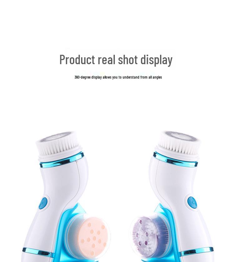 4-in-1 Electric Waterproof Facial Cleansing Brush for Deep Cleaning & Blackhead Removal