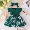 Dolce Vestito con Fiocco e Maniche a Palloncino per Bambina - Stile Europeo & Americano, Outfit da Principessa Estiva per Età 0-2
