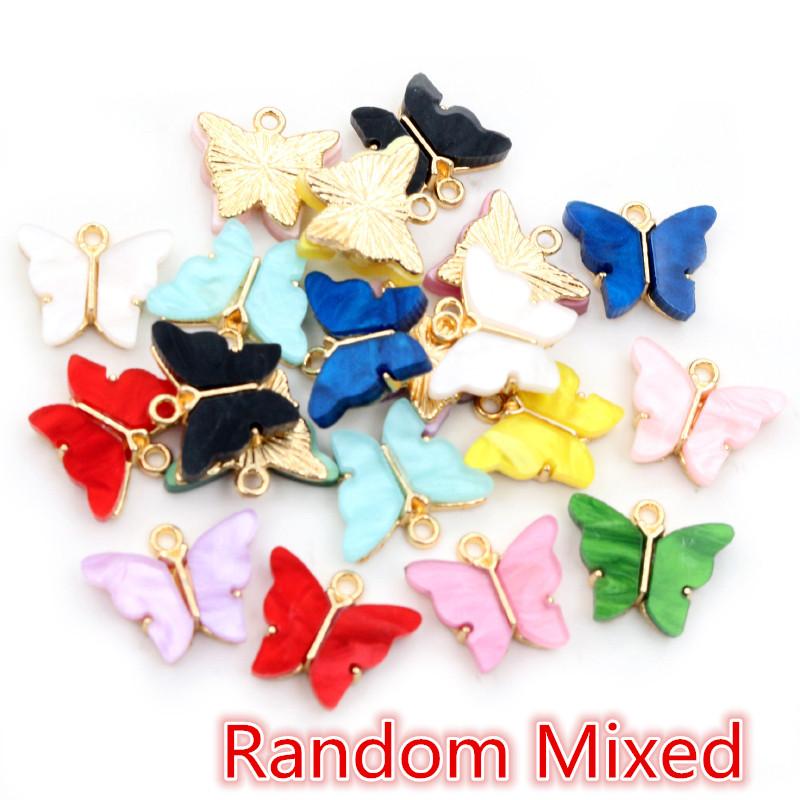 10 Stück 14x16mm Acryl Schmetterling Anhänger Legierung Metall Charm Anhänger Für Halskette Armband DIY Schmuckherstellung Zubehör Fundstücke