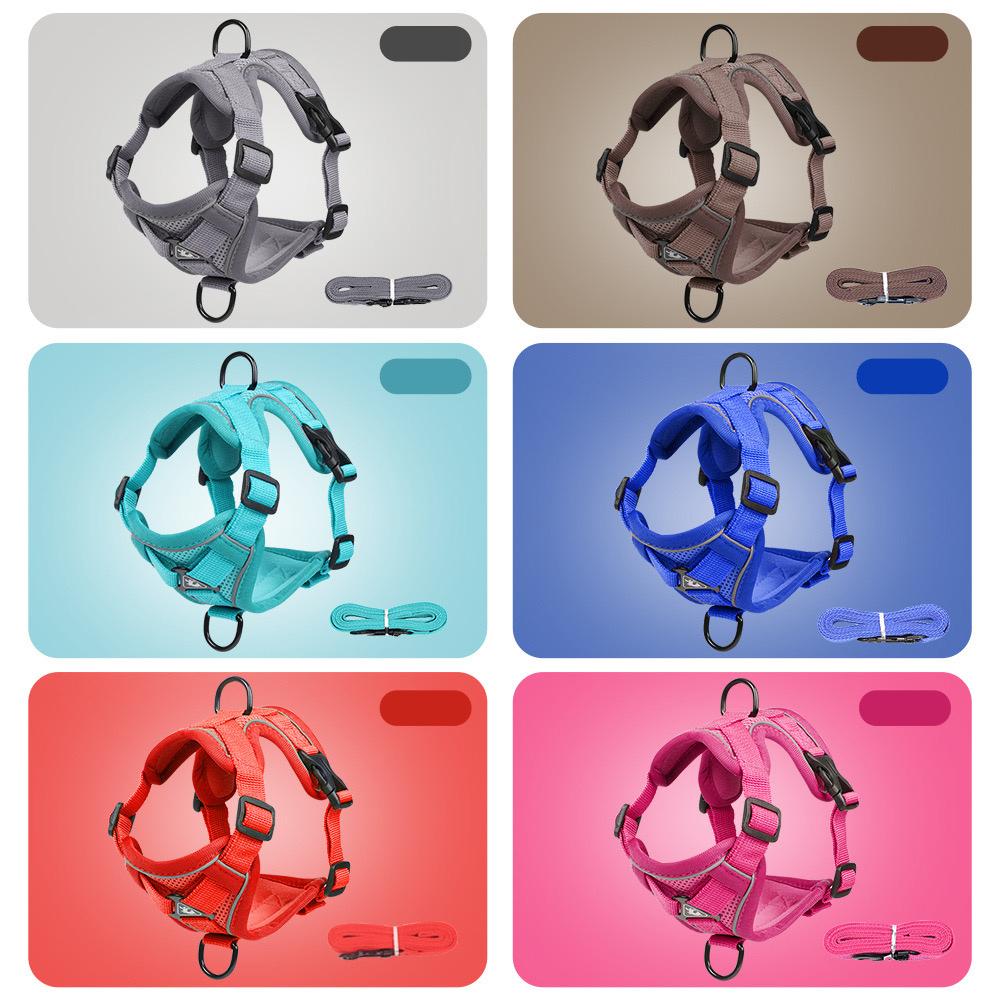 Set de ham și lesă pentru câini de companie reglabil pentru câini de talie mică, mijlocie, pisică, drumeții, fără tragere, curea solidă pentru piept, accesorii pentru pug francez