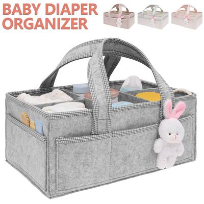 Cesta para Fraldas de Bebê Feltro Organizador de Fraldas de Bebê com 5 Compartimentos Cesta de Armazenamento Portátil para Quarto de Bebê Organizador para Trocar Fraldas