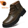Fashion Fashion Men's Casual Genuine Leather Chelsea Boots Design High Top Shoes Men Winter Plush Snow Boots Classic Comfy Ankle Boots