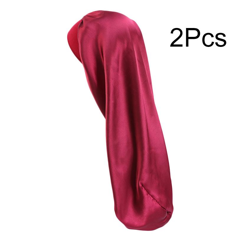 1Pc Women Solid Color Hair Hat Double Sided Silk Satin Bonnet Long Hair Polyester Night Sleep Cap Dreadlocks Braids