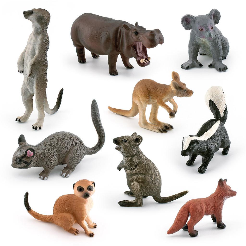 Beautifully Crafted Static Model Animals In Vibrant Colors Red Fox Kangaroo Skunk And Others