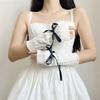 Lovely Knitted Bowknot Half Finger Gloves Sweet Girl Arm Sleeves Hand Warm Elastic Decorated Handcuffs Party Accessories
