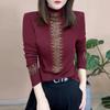 2024 Women's Black Mesh Lace Velvet Top for Autumn/Winter: Trendy Innerwear for Moms