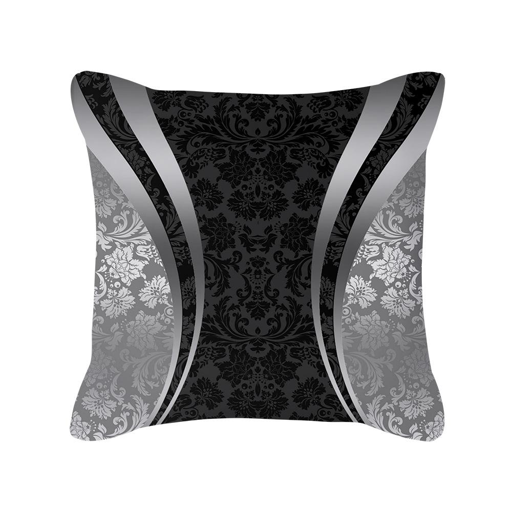 

Nordic Silver Gray Geometric Print Square Peach Skin Pillow Cushion Cover 45 * 45cm