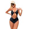 Einfarbig Taille Ausgeschnitten Einteiler Enganliegend Sexy Bikini Badeanzug Mode Strandurlaub Elegante Kleidung