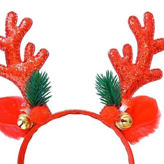 Christmas Bowknot Headband Kids Adults Cosplay Costume Party Decoration Red Green Sequined Xmas Headwear Photography Props