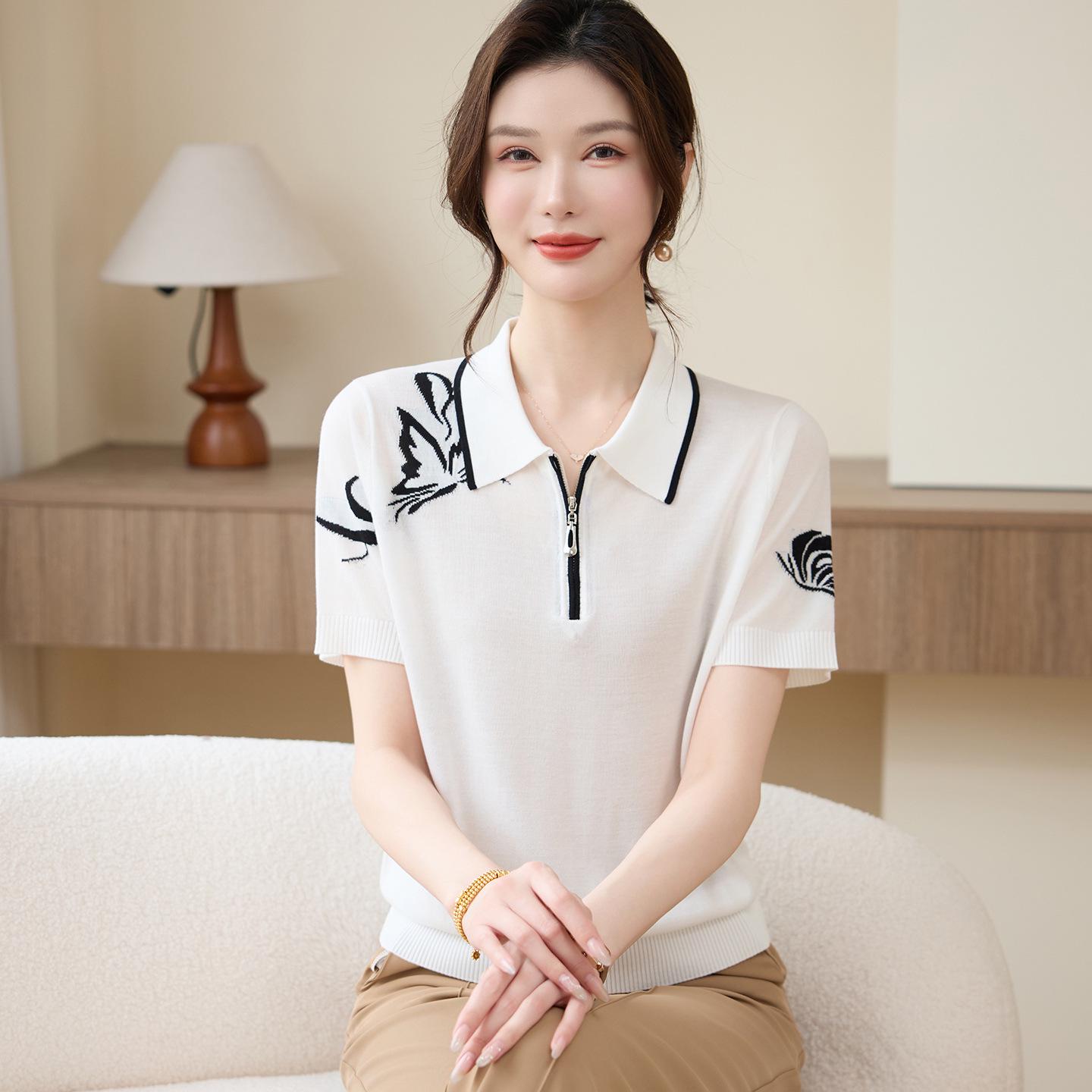 

Tencel 2026 Summer T-Shirt for Middle-Aged & Elderly Women - Stylish Short-Sleeved Top for Mothers XL (Recommended 50-55 kg) белый