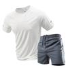 2-Piece Men's Summer Quick drying Sports Suit Breathable Short Sleeved T-shirt Tracksuit Male Sportwear