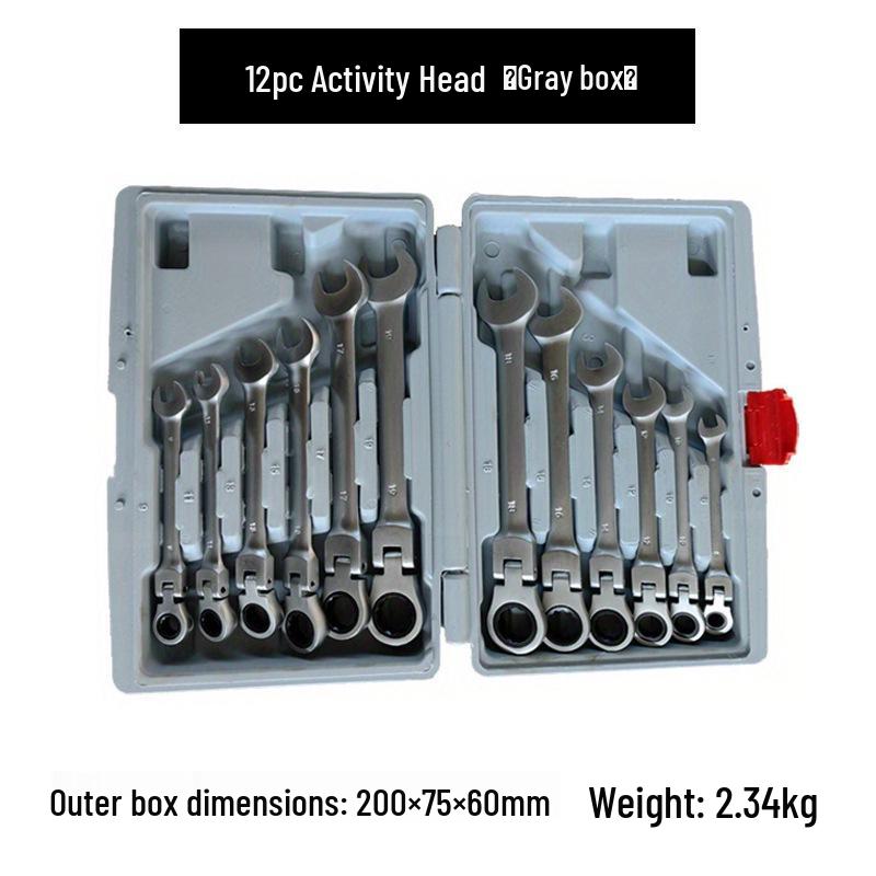 12-Piece Adjustable Head Ratchet Wrench Set - Dual-Use Auto Repair Tools, 72-Tooth