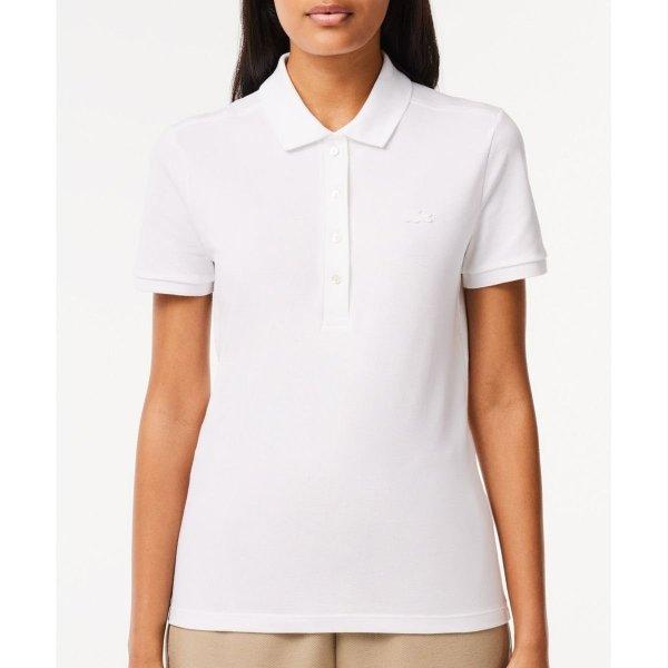 LacoSTe Women S L.12.d Slim FiT STreTch Mini Pique ShorT Sleeve T ShirT
