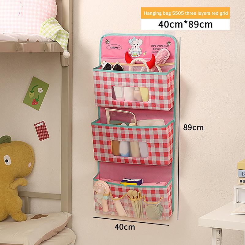Nordisches Gitter Multifunktionaler Schlafzimmer Wandaufbewahrung Hängebeutel Organizer Nachttisch Tür Mehrschichtiger Hängeaufbewahrungskorb Stoff