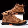 Men's High-Top Martin Boots: Large Size Leather, Handmade Stitching for Autumn/Winter