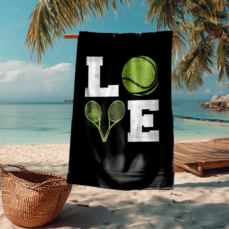 Ultra Soft Beach Towel with tennis Theme,Ideal for Pool,Camping, Diving,Perfect Travel Essential, Vibrant Beach Towel.