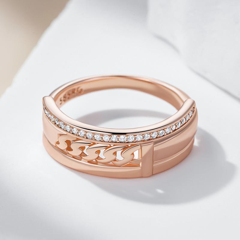 Unusual  Rose Gold Color Rings For Women Fashion Shiny Natural Zircon Accessories Minimalist Daily Fine Jewelry